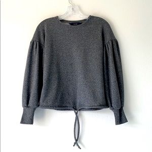 RACHEL Rachel Roy Gray Glitter Cropped Sweatshirt